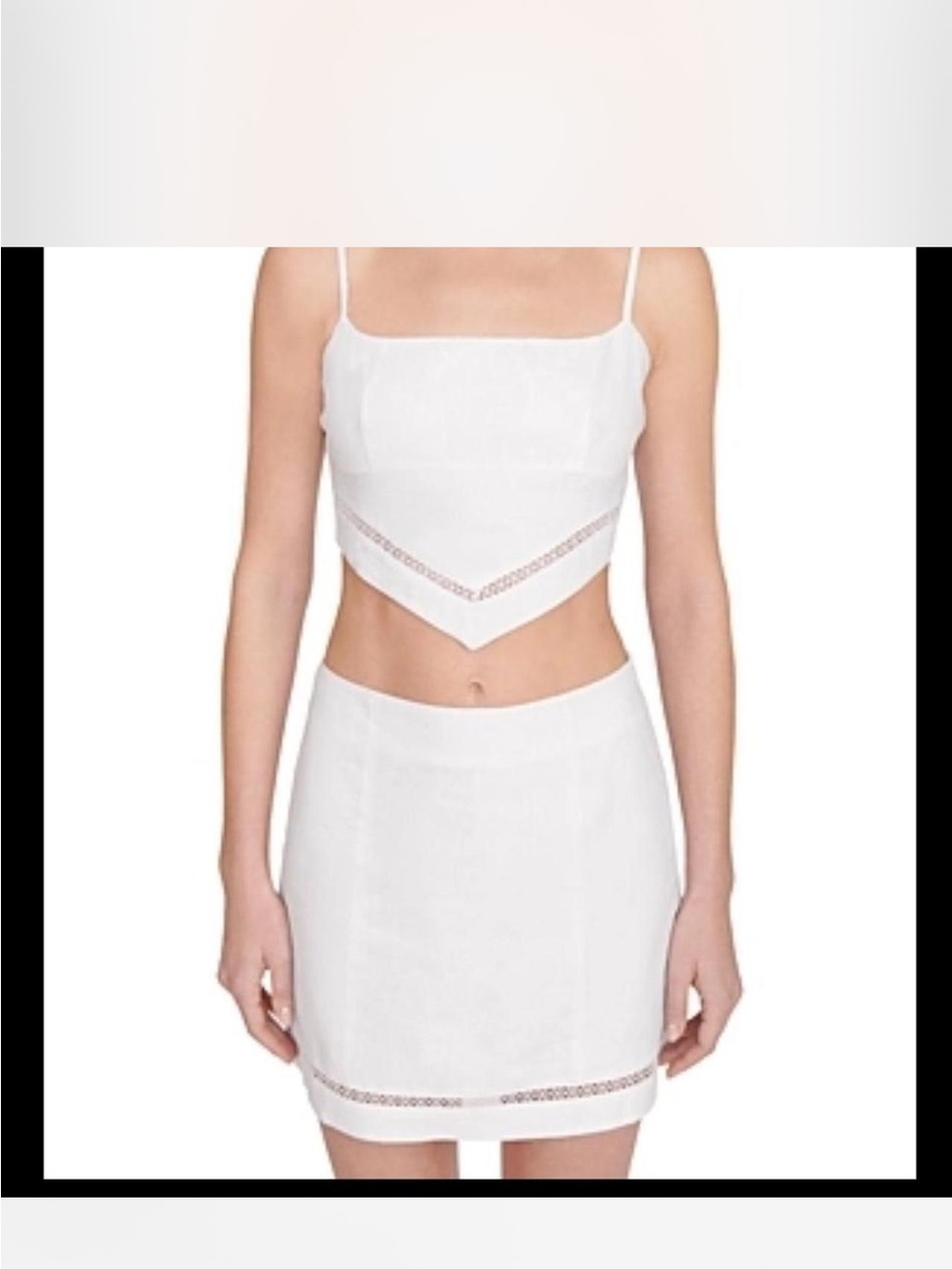 STAUD White Loyalty Crop Top & matching mini skirt set